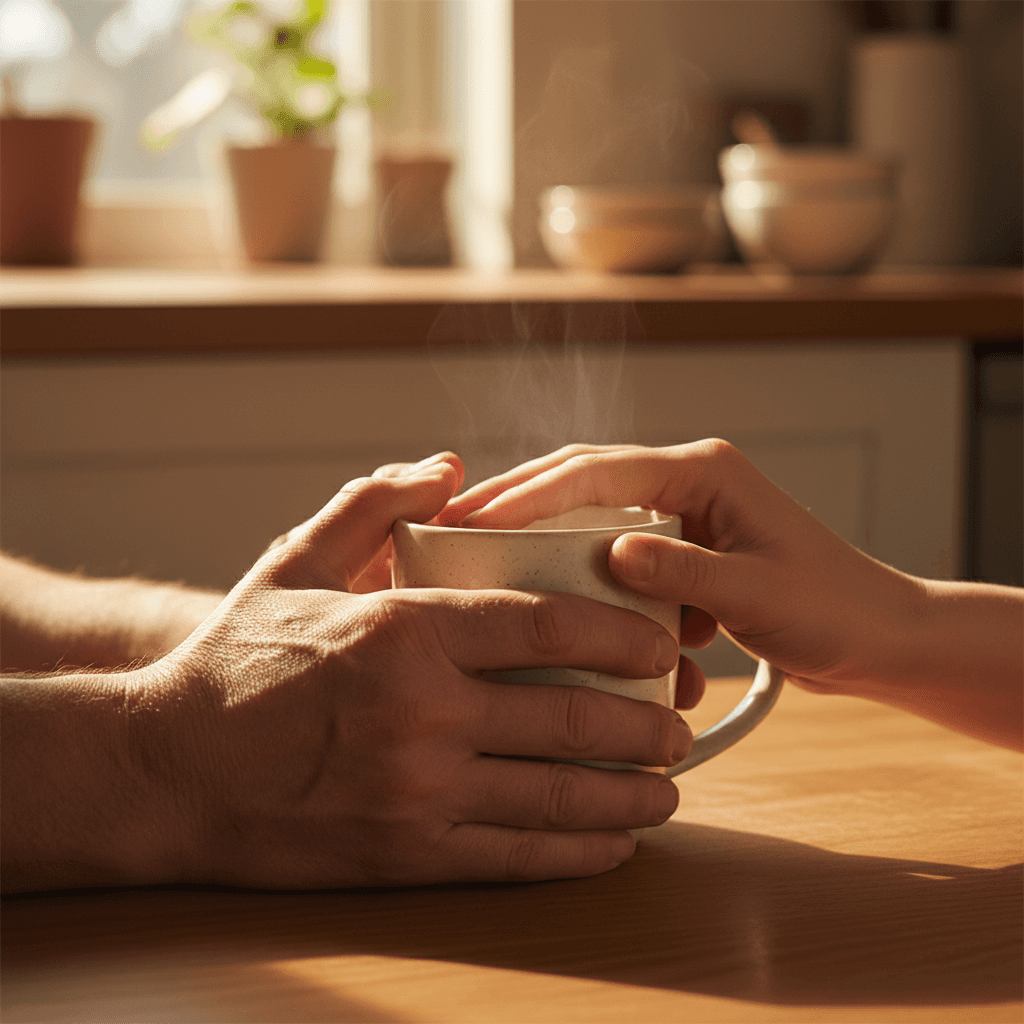 Caring hands holding warmth together